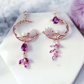 Vanssey Fashion Jewelry Bird Dove Leaf Purple Cubic Zirconia Asymmetrical Dangle Earrings Party Accessories for Women 2019 New
Vanssey Fashion Jewelry Bird Dove Leaf Purple Cubic Zirconia Asymmetrical Dangle Earrings Party Accessories for Women 2019 New