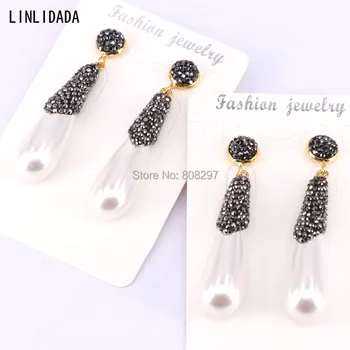 5Pair Handmade Pave Rhinestone Teardrop Shell Long Dangle Earring Jewelry For Women Earrings 
5Pair Handmade Pave Rhinestone Teardrop Shell Long Dangle Earring Jewelry For Women Earrings