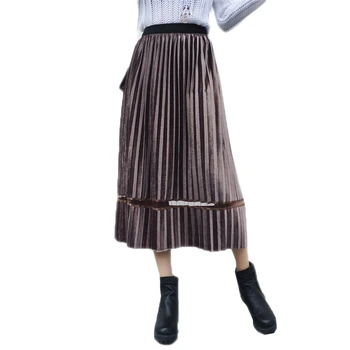 2018 Autumn Winter Women Gold Velvet Mesh Patchwork Warm Skirts Female OL Elastic Waist A-Line Mid-Calf Pleated Skirts O349
2018 Autumn Winter Women Gold Velvet Mesh Patchwork Warm Skirts Female OL Elastic Waist A-Line Mid-Calf Pleated Skirts O349