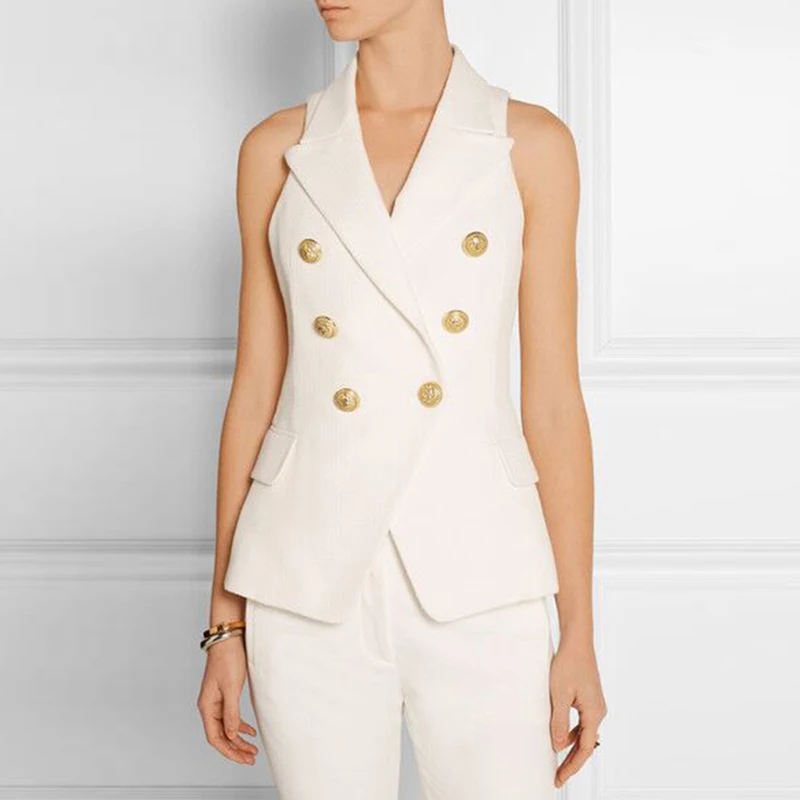 HIGH QUALITY New Fashion 2018 Career Style Women's Gold Buttons Double Breasted Vest Outerwear White/Black
HIGH QUALITY New Fashion 2018 Career Style Women's Gold Buttons Double Breasted Vest Outerwear White/Black