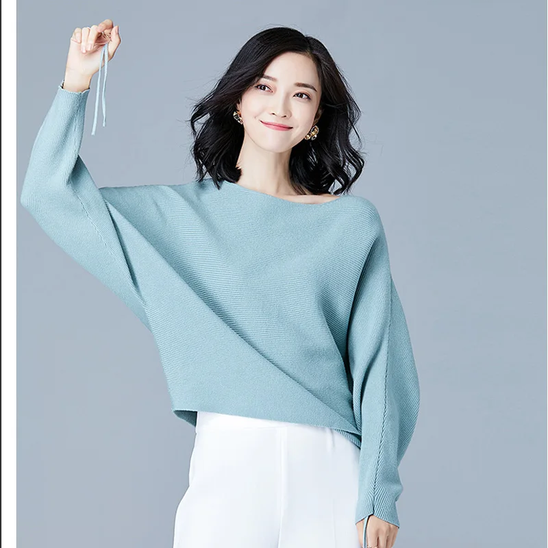 Good quality New Fashion Women's Pullover Lace Up Batwing Sleeve Slash neck Knitted Solid Color Sweaters Loose All-match Tops
Good quality New Fashion Women's Pullover Lace Up Batwing Sleeve Slash neck Knitted Solid Color Sweaters Loose All-match Tops