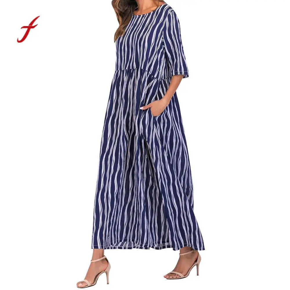 2018 feitong women clothing Loose Kaftan Long Dress generous Wome Fashion Striped Crew Neck Casual beach dress
2018 feitong women clothing Loose Kaftan Long Dress generous Wome Fashion Striped Crew Neck Casual beach dress