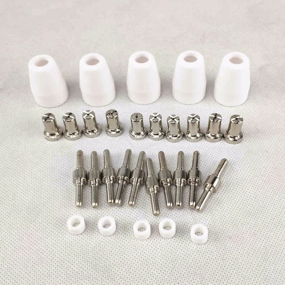 30pcs Plasma Cutting Torch Consumable Cutting 40A PT31 Extended Long Shield Cup Swirl Baffle Plasma Torch Nozzle Tip Electrode 
30pcs Plasma Cutting Torch Consumable Cutting 40A PT31 Extended Long Shield Cup Swirl Baffle Plasma Torch Nozzle Tip Electrode
