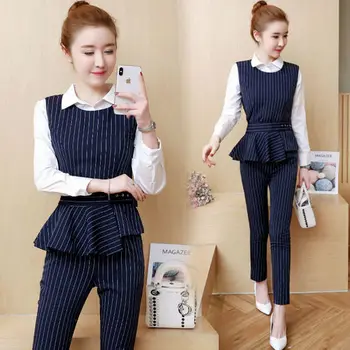 Temperament Striped 2 Piece Set Women Fashion Wild Thin Ensemble Femme Survetement Elegant Office Lady Women's Costumes
Temperament Striped 2 Piece Set Women Fashion Wild Thin Ensemble Femme Survetement Elegant Office Lady Women's Costumes
