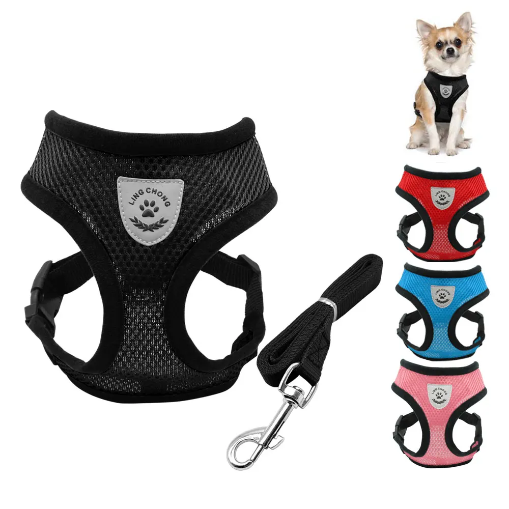 

Mesh Pet Vest Harness and Leash Set Breathable Small Dog Puppy Cat Vest Harness Collar For Chihuahua Pug Bulldog Cat arnes perro
