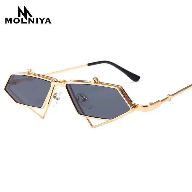 Fashion Flip Cover Sunglasses Men Women New Irregular Metal Small Sun Glasses Brand Design Eyeglasses UV400
Fashion Flip Cover Sunglasses Men Women New Irregular Metal Small Sun Glasses Brand Design Eyeglasses UV400