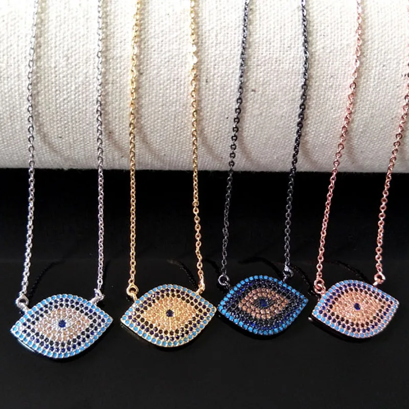 10 Pcs Turkish Style Evil Eye Double Bails Connector Necklace CZ zircon Micro pave crystal Charm Jewelry making for woman NK61 | Украшения
