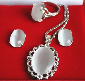 wholesale elegant silver plated Inlay white opal pendant necklace earring & ring jewelry set
wholesale elegant silver plated Inlay white opal pendant necklace earring & ring jewelry set