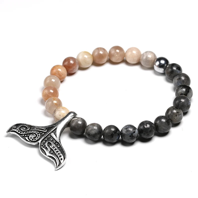 Natural Orangel Sun Stone with Labradorite Beads Bracelet For Women 8mm Hematite and Fish tail Charm Summer Jewelry Gift
Natural Orangel Sun Stone with Labradorite Beads Bracelet For Women 8mm Hematite and Fish tail Charm Summer Jewelry Gift