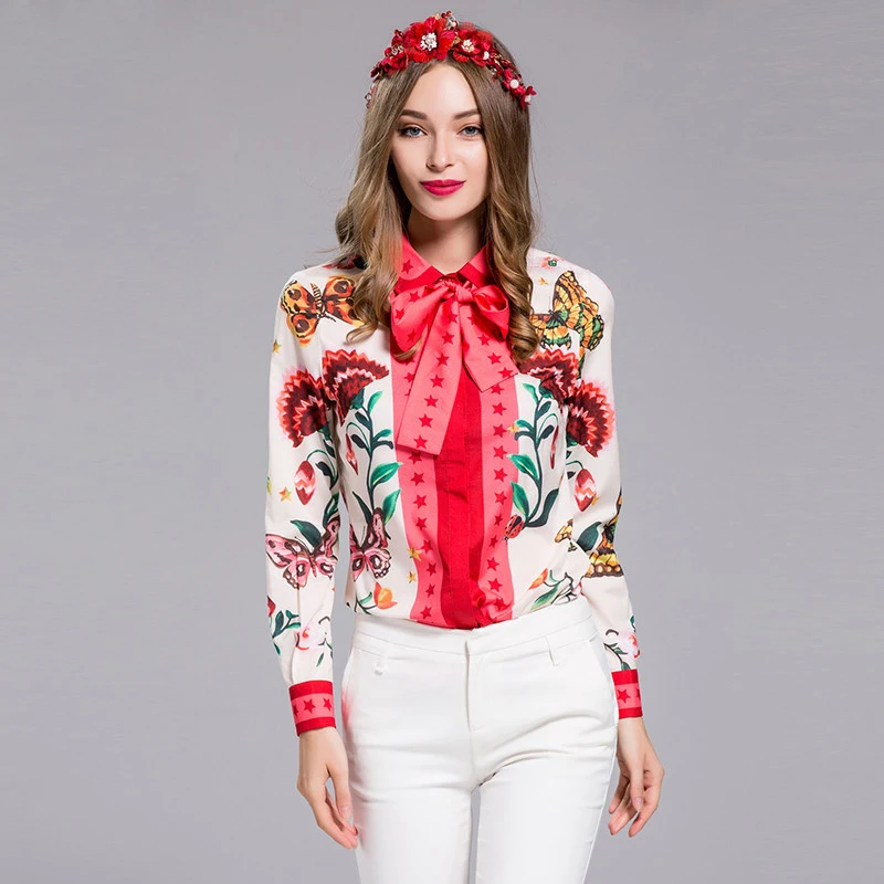 High Quality Plus size Blouse Women's Long sleeve Bow collar Charming Floral Print Shirt Fashion Casual Top
High Quality Plus size Blouse Women's Long sleeve Bow collar Charming Floral Print Shirt Fashion Casual Top