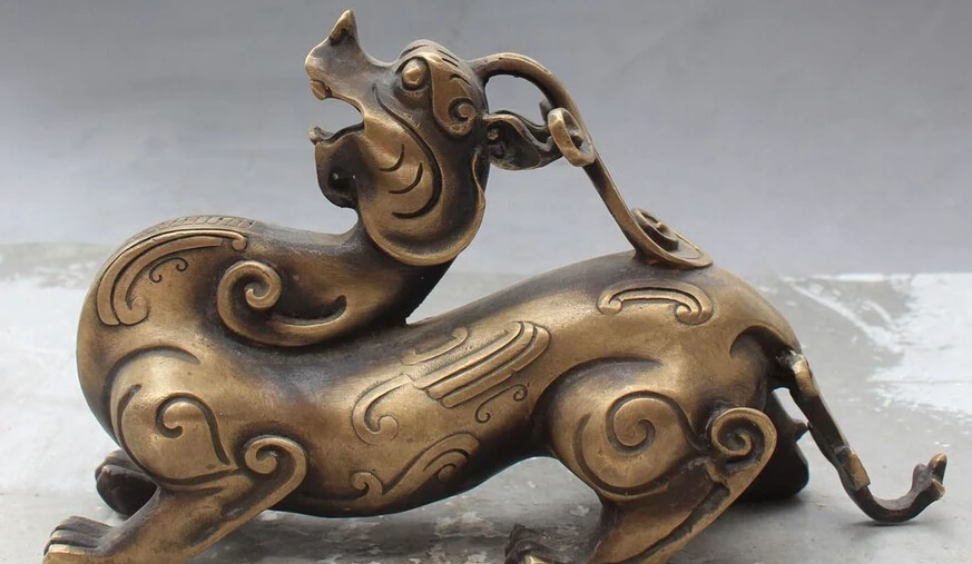 8" Chinese Fengshui Folk Bronze Dragon Beast Pi Xiu Unicorn Animal Statue Pair R0707 B0403
8" Chinese Fengshui Folk Bronze Dragon Beast Pi Xiu Unicorn Animal Statue Pair R0707 B0403