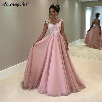 Pink Elegant 2019 Long Long Evening Dresses Scoop A-Line Floor-Length Appliques Flower Evening Gown robe de soiree
Pink Elegant 2019 Long Long Evening Dresses Scoop A-Line Floor-Length Appliques Flower Evening Gown robe de soiree
