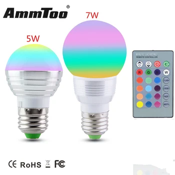 5W 7W RGB Lampada LED Bulb E27 85-265V RGB LED Lamp 220V 110V 120V Led Spotlight Bombillas Led Light Magic Bulb 16 Color Change
5W 7W RGB Lampada LED Bulb E27 85-265V RGB LED Lamp 220V 110V 120V Led Spotlight Bombillas Led Light Magic Bulb 16 Color Change