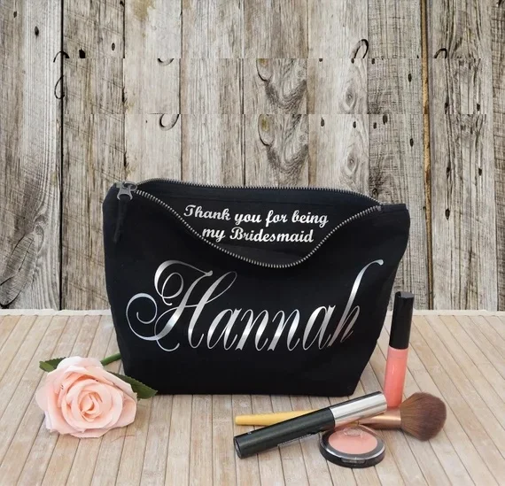 

customize wedding bride Bridesmaid maid of honour Makeup Gift Make Up comestic Bags kits pouches flower girl birthday gifts