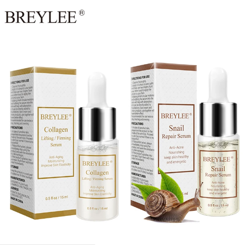 BREYLEE Snail Serum Collagen Serum Repairing Lifting Firming Essence Hyaluronic Acid Moisturizing Anti-Aging Face Skin Care 1PCS
BREYLEE Snail Serum Collagen Serum Repairing Lifting Firming Essence Hyaluronic Acid Moisturizing Anti-Aging Face Skin Care 1PCS