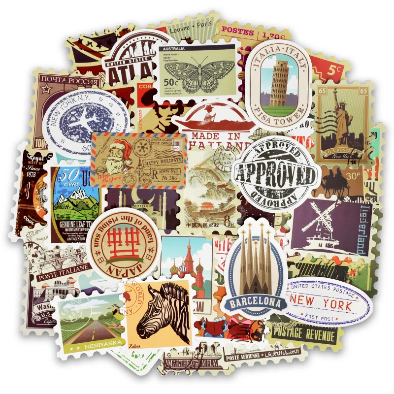 50 Stamp Series Graffiti Sticker Retro Nostalgic Building Travel Suitcase Skateboard Guitar Computer Car Sticker Children's Toys
50 Stamp Series Graffiti Sticker Retro Nostalgic Building Travel Suitcase Skateboard Guitar Computer Car Sticker Children's Toys
