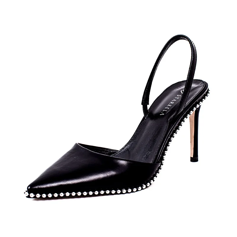 Spring Summer 2018 New European and American Metal Beading Thin High Heel Shoes Pointed Toe Back Empty Retro Office Shoes Sexy
Spring Summer 2018 New European and American Metal Beading Thin High Heel Shoes Pointed Toe Back Empty Retro Office Shoes Sexy