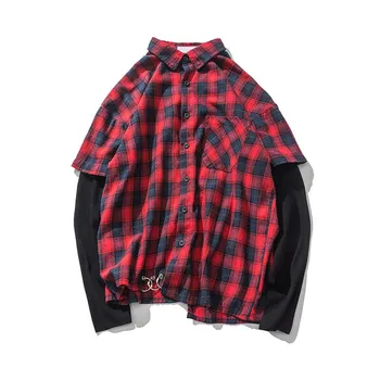 Japanese Harajuku Checkered Fake Two Piece Long Sleeve Shirt for Men Urban Boys Hip Hop Streetwear Button Up Shirts Plus Size
Japanese Harajuku Checkered Fake Two Piece Long Sleeve Shirt for Men Urban Boys Hip Hop Streetwear Button Up Shirts Plus Size