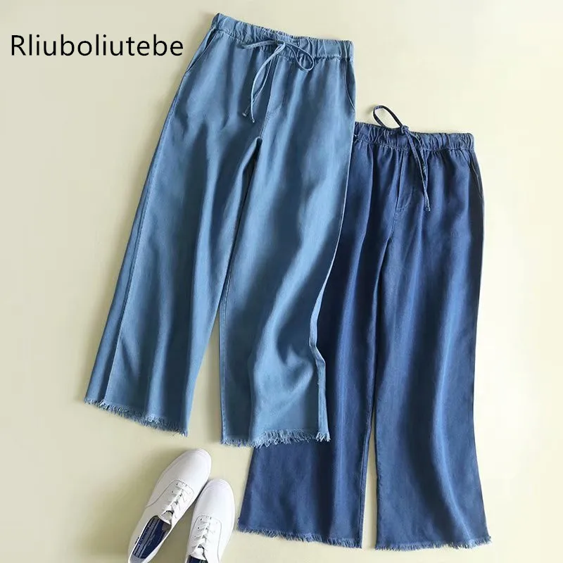 high waist tecel jeans pants Tassel loose straight pants blue soft Jeans elastic waist casual spring summer pants trousers denim
high waist tecel jeans pants Tassel loose straight pants blue soft Jeans elastic waist casual spring summer pants trousers denim