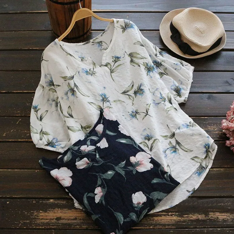 Women Blouse cCotton Women Shirt V Neck Half Sleeve Vintage Boho Floral Print Tops BIG Size Loose Women Blouse #A
Women Blouse cCotton Women Shirt V Neck Half Sleeve Vintage Boho Floral Print Tops BIG Size Loose Women Blouse #A
