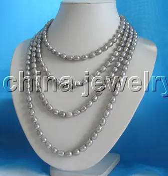 100" Long 9-10mm natural gray rice shape freshwater pearl necklace 
100" Long 9-10mm natural gray rice shape freshwater pearl necklace