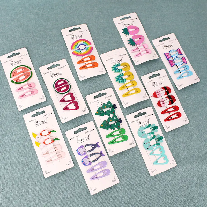 4pcs Mixed Fruit Design Baby Hair Clip Snaps Accessories for Girls 1 Set