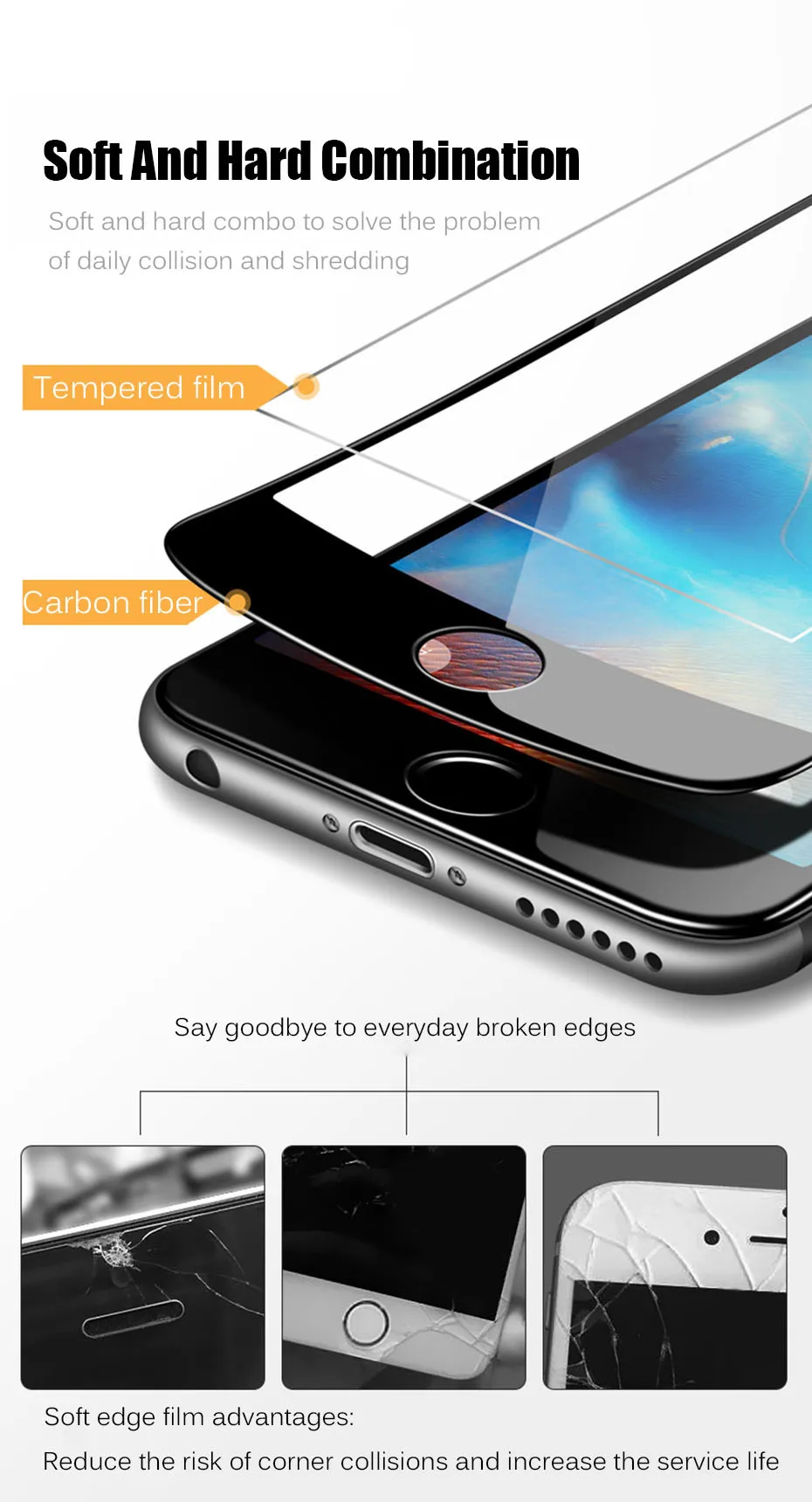MOUSEMI 9H Tempered Glass On The For iPhone 7 6S 3D Glass For iPhone X XS MAX XR 8 Plus Soft Edge Full Cover Glass For iPhone 6 (2)