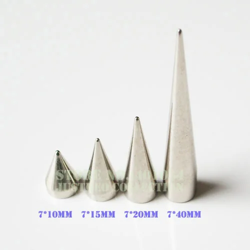7*10/7*15/7*20/7*40mm Silver-color Cone Screwback Metal Bullet Rivet Punk Spike Studs, Costume/bag/belt Leathercraft Accessories
7*10/7*15/7*20/7*40mm Silver-color Cone Screwback Metal Bullet Rivet Punk Spike Studs, Costume/bag/belt Leathercraft Accessories