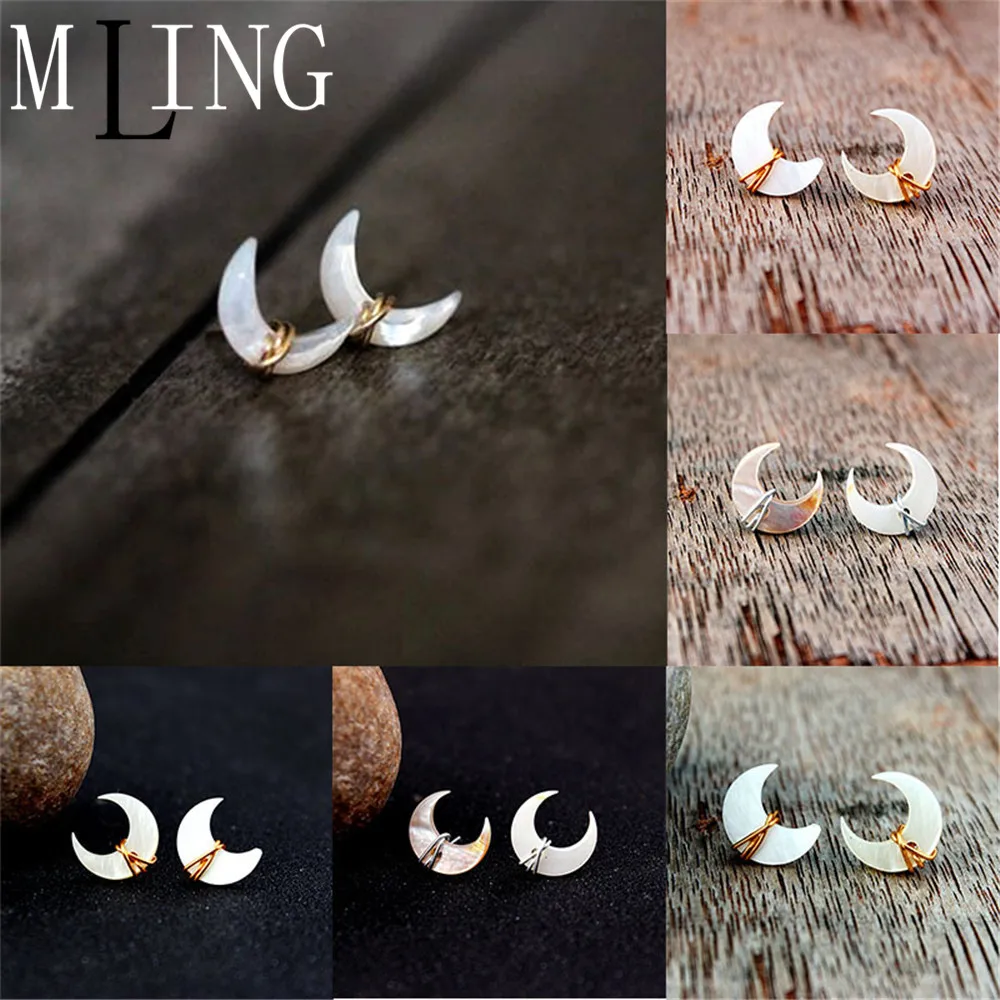 MLING 2019 Newest Simple Gold Earring Vintage Moon Shape Shell Stud Earrings For Women
MLING 2019 Newest Simple Gold Earring Vintage Moon Shape Shell Stud Earrings For Women