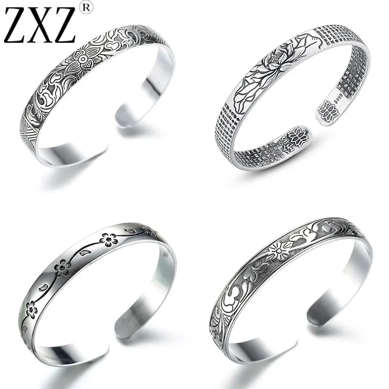 ZXZ High Quality Retro Thai Silver Palted Carved Lotus Flower Cuff Bracelet Bangles for Women Men Fashion Jewelry Gift
ZXZ High Quality Retro Thai Silver Palted Carved Lotus Flower Cuff Bracelet Bangles for Women Men Fashion Jewelry Gift