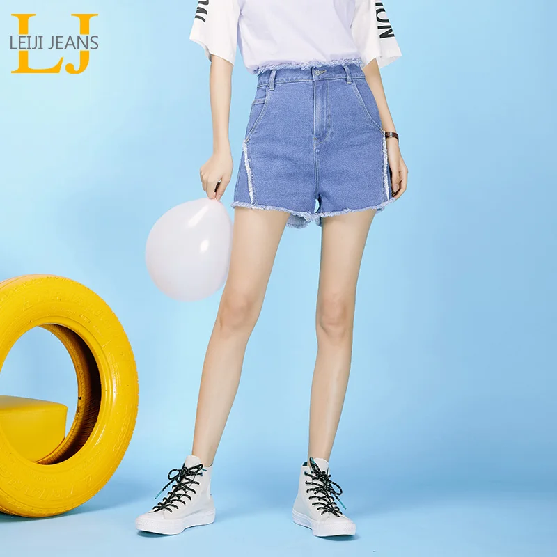 LEIJIJEANS Summer new style High waist flow light blue female denim shorts featuring high street style hot short 9055
LEIJIJEANS Summer new style High waist flow light blue female denim shorts featuring high street style hot short 9055