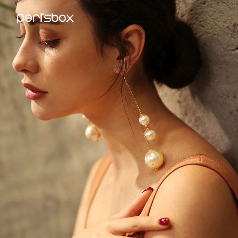 Peri'sBox Three Pearls Chains Long Dangle Earrings Vintage Jewelry Gorgeous Wedding Chandelier Earrings for Women Best Gifts
Peri'sBox Three Pearls Chains Long Dangle Earrings Vintage Jewelry Gorgeous Wedding Chandelier Earrings for Women Best Gifts