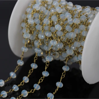 Wholesale 5M Opal Wire Wrapped Rosary Chain,Milk white Crystal Glass Faceted Rondelle Chain Necklace Fashion Jewelry Findings
Wholesale 5M Opal Wire Wrapped Rosary Chain,Milk white Crystal Glass Faceted Rondelle Chain Necklace Fashion Jewelry Findings