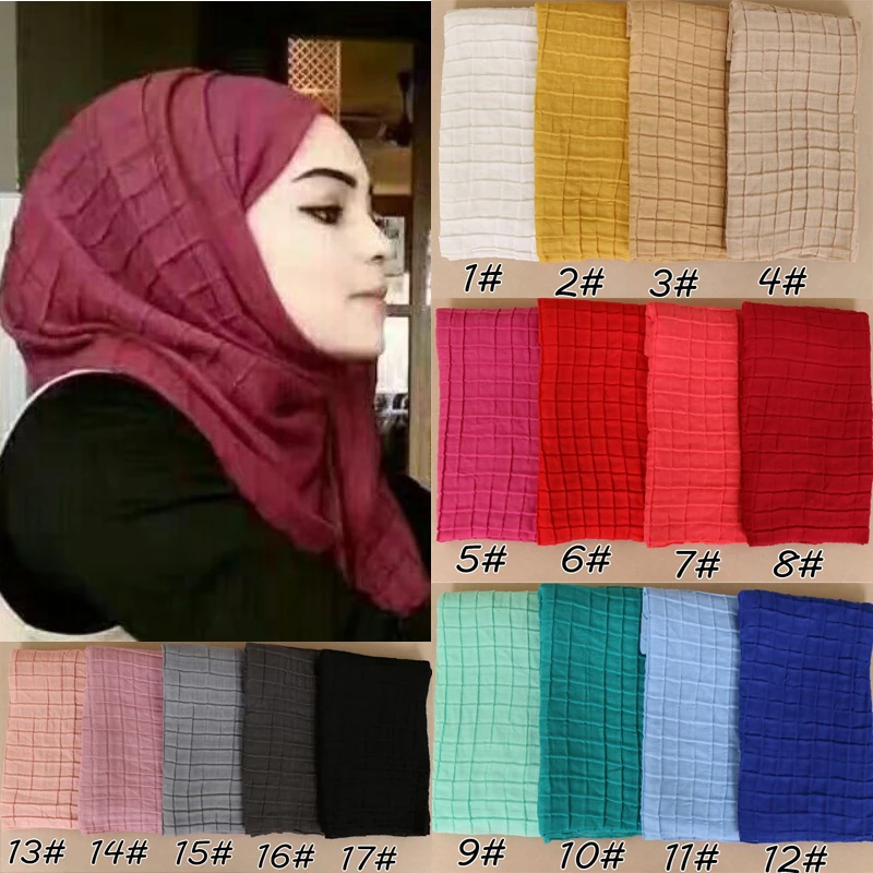 Women Cotton Voile Scarf Pleated Square Blocks Wrinkle Crinkle Plain Shawl Muslim Tudung Muslim Hijab Scarves Head Scarf Wraps
Women Cotton Voile Scarf Pleated Square Blocks Wrinkle Crinkle Plain Shawl Muslim Tudung Muslim Hijab Scarves Head Scarf Wraps