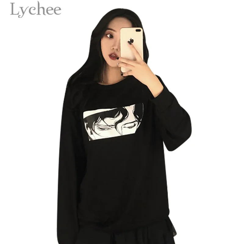 Lychee Harajuku Cartoon Character Eyes Print Women Sweatshirt O-Neck Long Sleeve Autumn Casual Loose Female Pullovers
Lychee Harajuku Cartoon Character Eyes Print Women Sweatshirt O-Neck Long Sleeve Autumn Casual Loose Female Pullovers