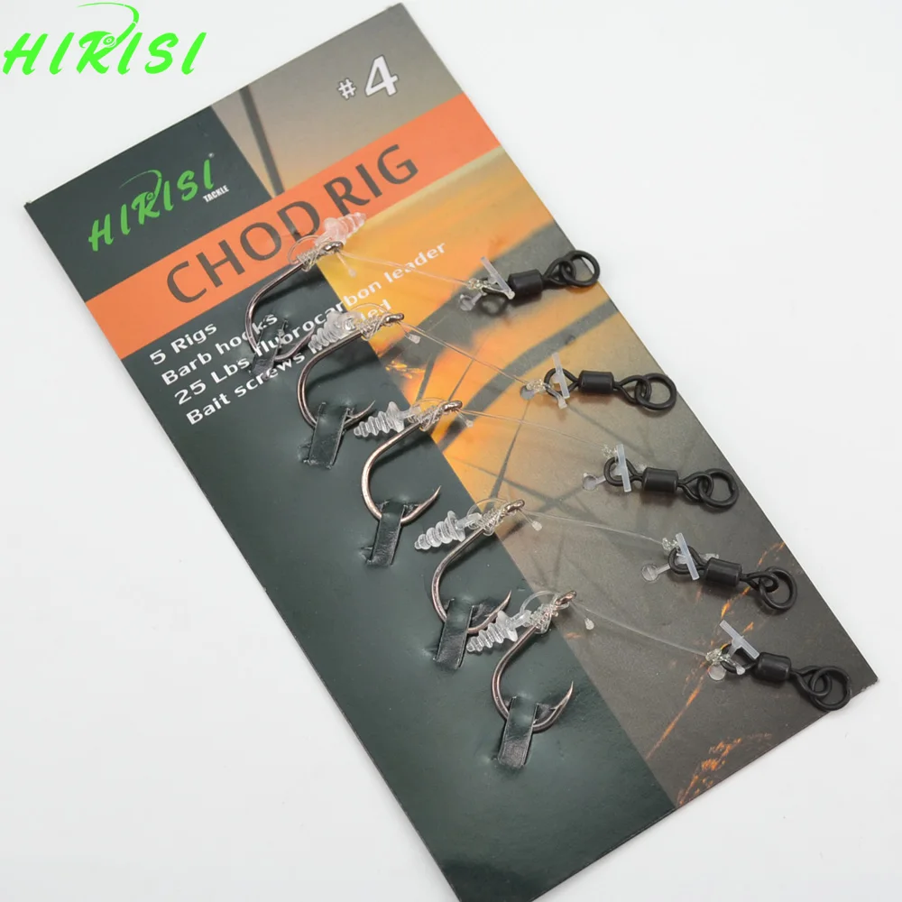 5Pcs Ready Made Carp Fishing Equipment Chod Rigs Hook Links Size