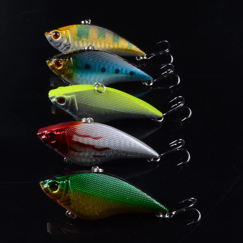 

5pcs 7.5cm 15.5g Fishing Lures Lifelike VIB bait Artificial Make Crankbait Hard Baits 3D Eyes 5 colors Available Fishing Tackle
