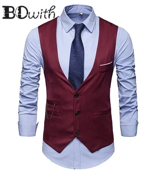 New Arrival Men's Sleeveless Burgundy Slim Fit Suit Vest Double Breasted Eight Buttons Business Dating Wedding Dress Waistcoat 
New Arrival Men's Sleeveless Burgundy Slim Fit Suit Vest Double Breasted Eight Buttons Business Dating Wedding Dress Waistcoat