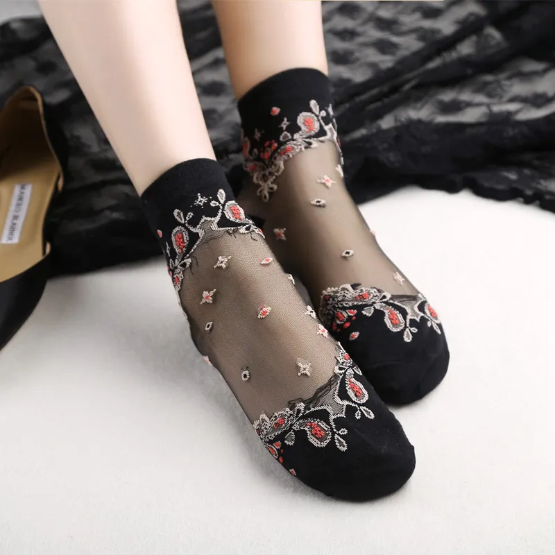 Women Lace Socks Summer Ultra-thin Transparent Lace Crystal Rose Flower Ankle Sock Women Girls Summer Short Socks
Women Lace Socks Summer Ultra-thin Transparent Lace Crystal Rose Flower Ankle Sock Women Girls Summer Short Socks
