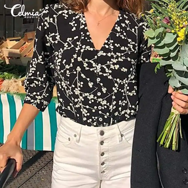 Women Tops and Blouses Celmia 2019 Summer Sexy V Neck Ladies Casual Shirts Half Sleeve Floral Print Blusas Femininas Plus Size
Women Tops and Blouses Celmia 2019 Summer Sexy V Neck Ladies Casual Shirts Half Sleeve Floral Print Blusas Femininas Plus Size