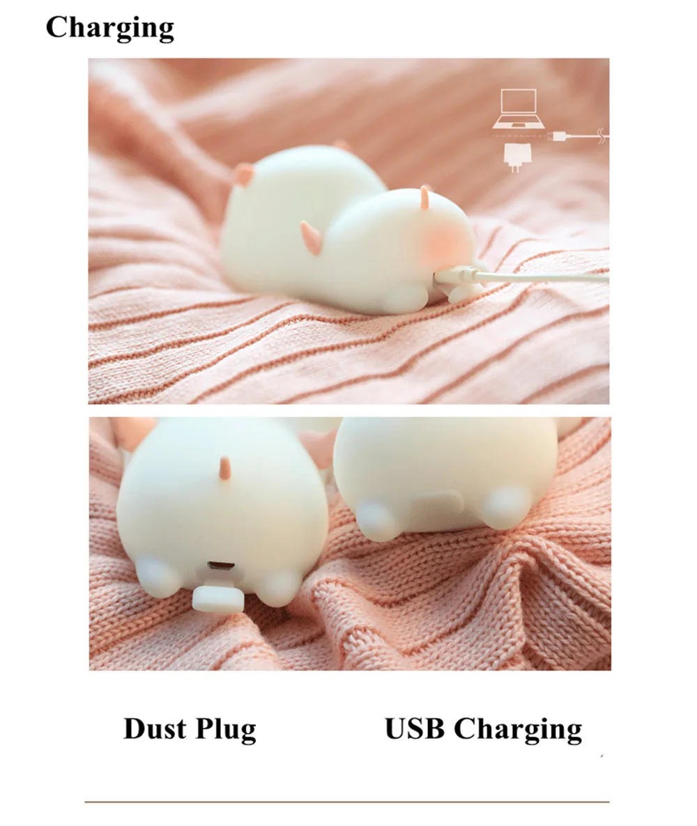 SuperNight Cute Pig LED Night Light Colorful Timing Dimmable Magnetic USB Silicone Bedroom Bedside Lamp for Children Kids Baby (20)