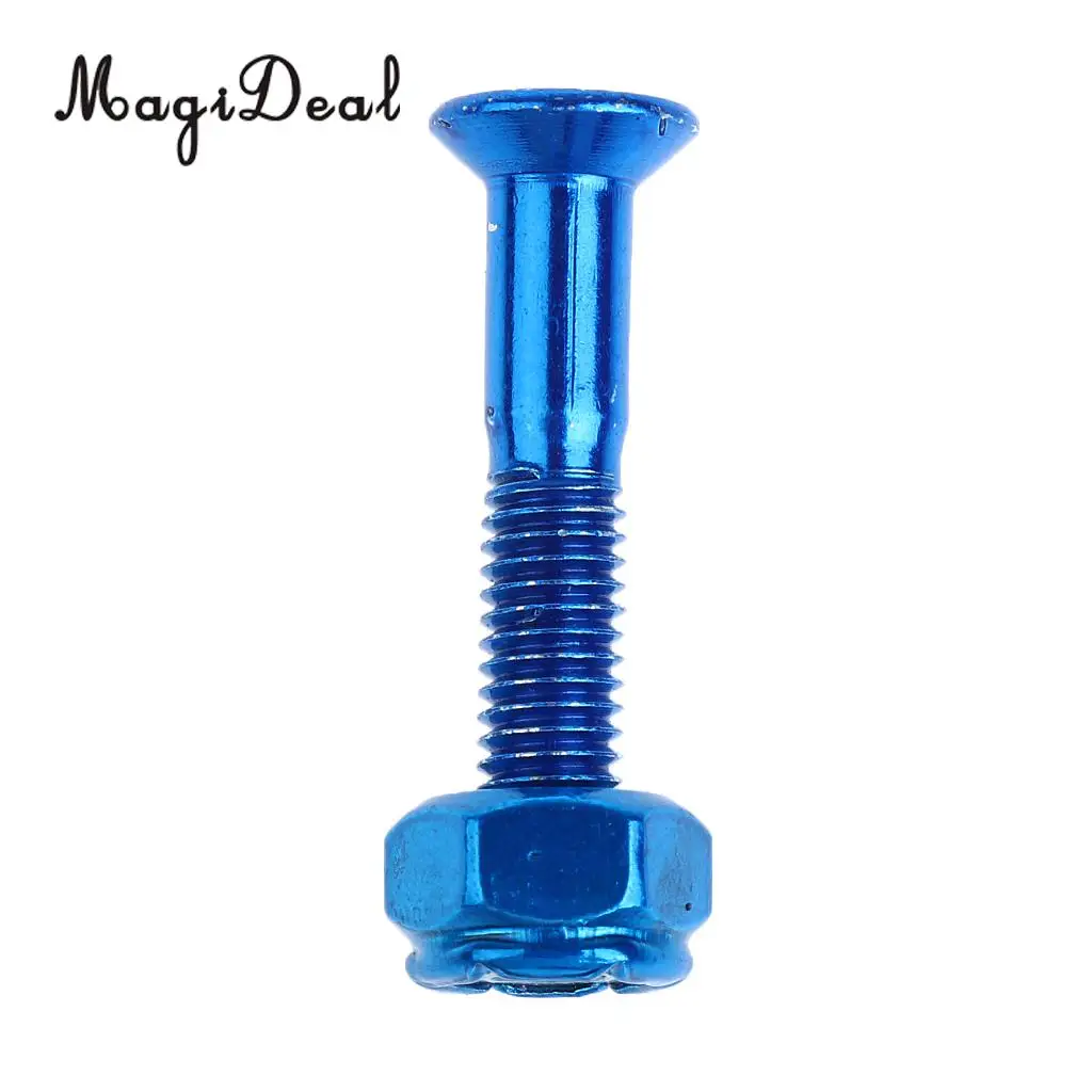 MagiDeal 8pcs Replacement Skateboard Truck Hardware Set Longboard Screws Bolts Blue