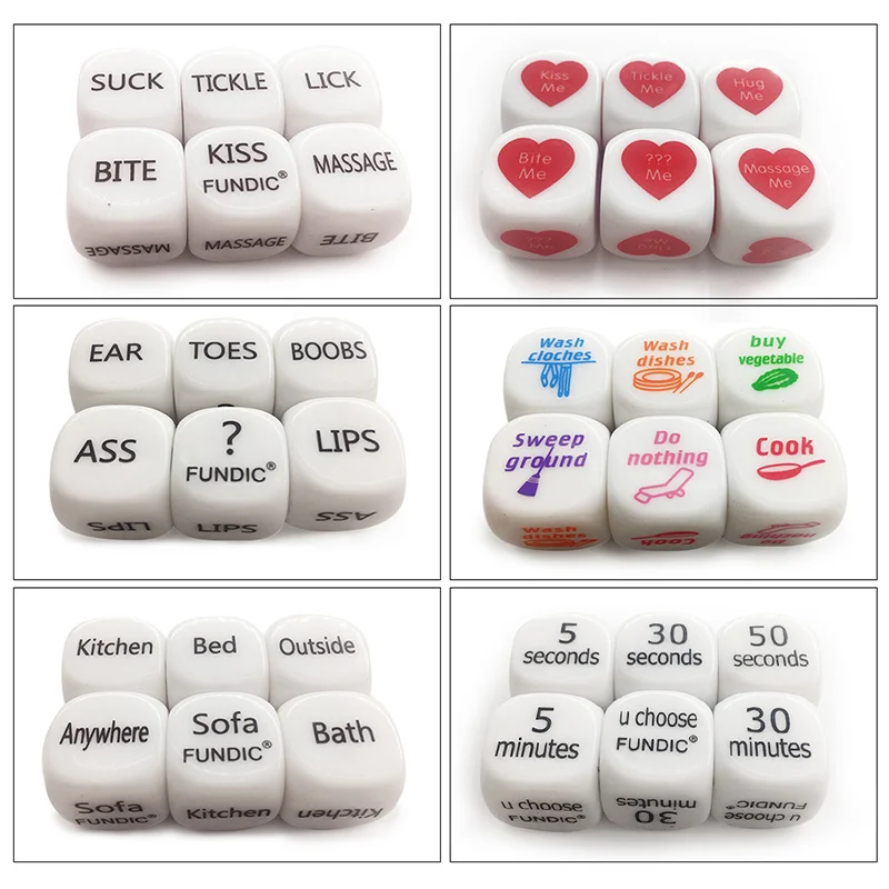 Fundic Brand 3pcs/Set Fun Dices Romance Dice Lover Couple Games Funny Flirting Toy for Adult Couples Housework Dice
Fundic Brand 3pcs/Set Fun Dices Romance Dice Lover Couple Games Funny Flirting Toy for Adult Couples Housework Dice