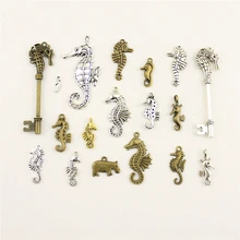 Encantos Para Fazer Jóias Acessórios Peças de Criaturas Do Mar Hipocampo Hipopótamos Criativo Presentes de Aniversário Feito À Mão(China)