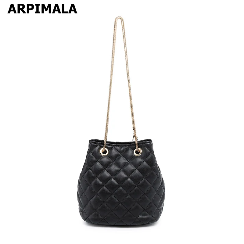 ARPIMALA Quilted Bucket Bag Fashion Chain Leather Handbags Small Brand Designer Cross Body Bags Black Plaid Women Messenger Bags
ARPIMALA Quilted Bucket Bag Fashion Chain Leather Handbags Small Brand Designer Cross Body Bags Black Plaid Women Messenger Bags