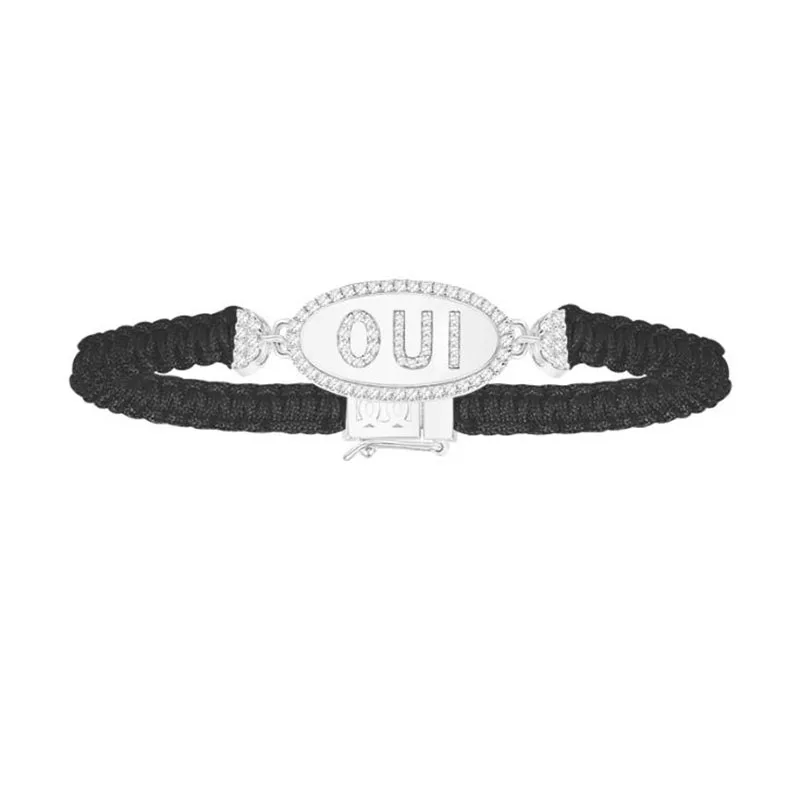 SLJELY High Quality 925 Sterling Silver Letter OUI Black Macrame Bracelet Fashion Handmade Woven Bangle Women Monaco Jewelry
SLJELY High Quality 925 Sterling Silver Letter OUI Black Macrame Bracelet Fashion Handmade Woven Bangle Women Monaco Jewelry