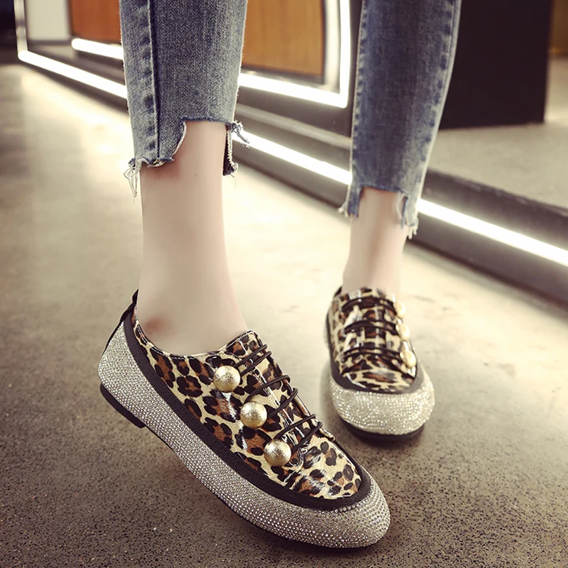 Фото Женские леопардовые туфли-оксфорды Tangnest повседневные туфли на плоской подошве с