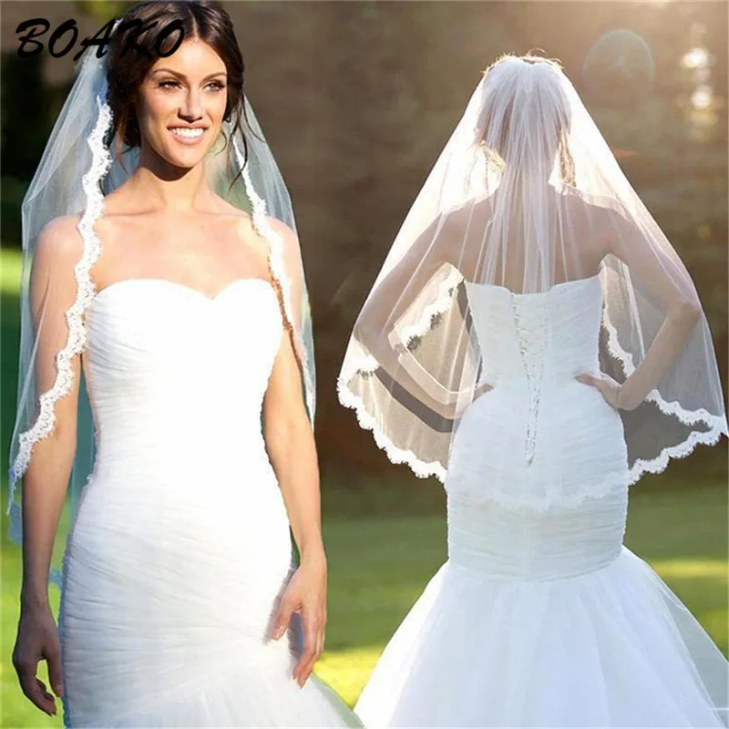 BOAKO Short Wedding Veils With Comb Eyelash Lace Edge One Layer Tulle Bridal Veil Voile Mariage Wedding Accessories White Beige
BOAKO Short Wedding Veils With Comb Eyelash Lace Edge One Layer Tulle Bridal Veil Voile Mariage Wedding Accessories White Beige