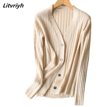 Litvriyh ladies knit sweater women cardigan big V-neck long sleeve cardigan women sweater 100% wool knitted top female clothing 
Litvriyh ladies knit sweater women cardigan big V-neck long sleeve cardigan women sweater 100% wool knitted top female clothing