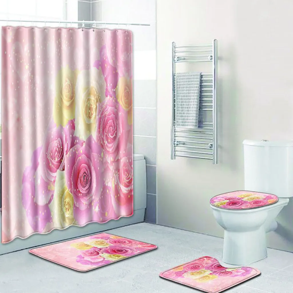 Bath Rats anti vibration pads Printed Roses and Heart Bathroom Shower Curtain Bath Rug bathroom floor mat asiento para bao
Bath Rats anti vibration pads Printed Roses and Heart Bathroom Shower Curtain Bath Rug bathroom floor mat asiento para bao